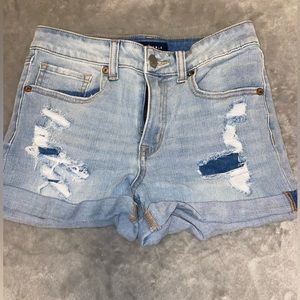 Aeropostale light denim shorts with rips